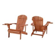 W Unlimited SW2101WNSET2 Earth Collection Adirondack Chair with Phone & Cup Holder, Walnut - Set of 2