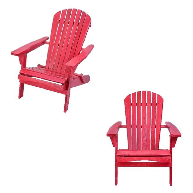 W Unlimited SW2418RD-CH2 Folding Large Size Adirondack Chair Pine Wood, Red