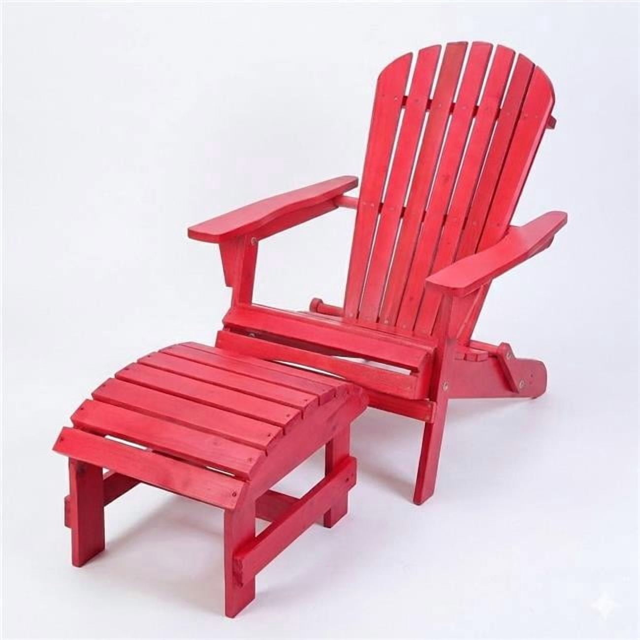 W Unlimited SW2418RD-CHOT Folding Large Size Adirondack Chair Pine Wood, Red