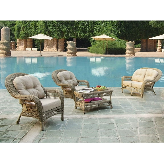 W Unlimited Saturn Collection Outdoor Garden Patio 4 PC Cappuccino Furniture Conversation Set