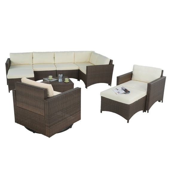 Studio Shine Collection Sectional Modular sofa with Swivel Chairs - 6