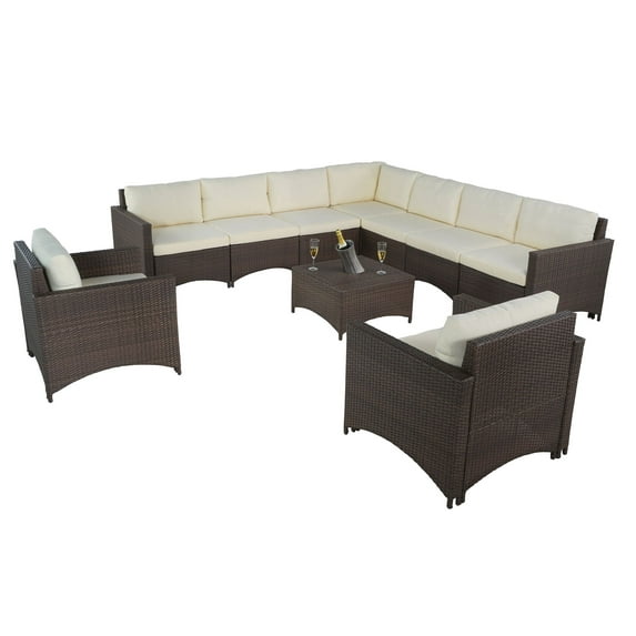 Studio Shine Collection Modular Extended Sectional Sofa, 2 Armchairs and Coffee Table Set