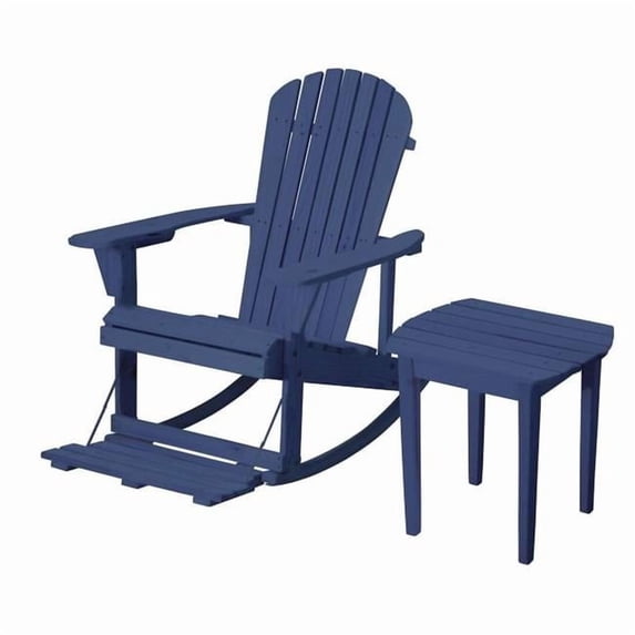 Zero Gravity Collection Navy Blue Adirondack Rocking Chair with Built-in Footrest