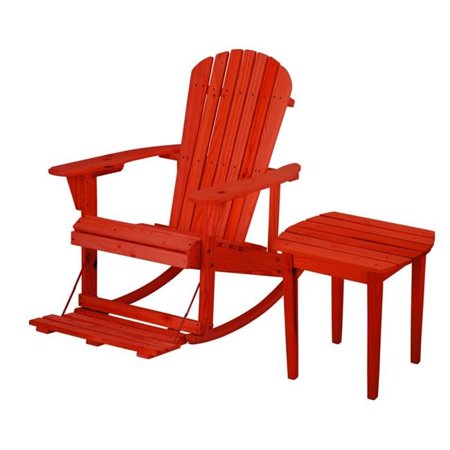 W Unlimited Zero Gravity Collection Adirondack Rocking Chair with Built-in Footrest, Red