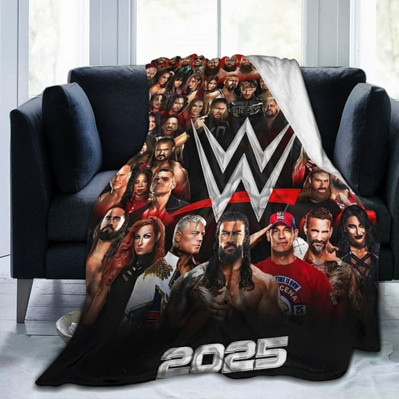 W-W-E 2025 Superstar -themed flannel blanket is soft and comfortable, suitable for all seasons, and is ideal for home, office, and camping—making it the perfect gift for wrestling fans.