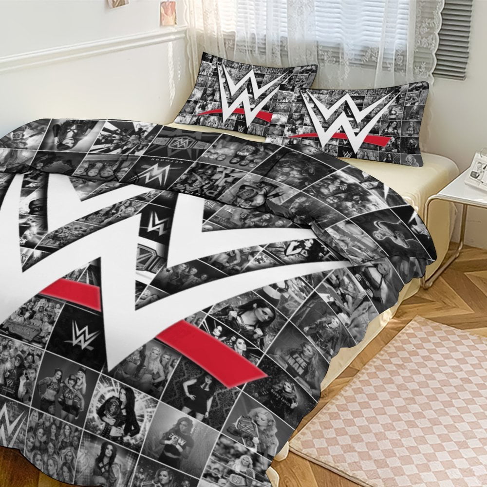 【NERU】USA製WWF WWE プロレス ベッドカバー ソファーカバー W-W-E-3-Piece-Comforter-Set-