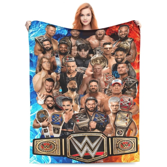 W-W-E Blanket W-W-E Inspired Flannel Throw Blanket 50"x40" - Ultra Soft Wrestling Superstar Fleece - Warm Cozy Bedding Gift for Champions