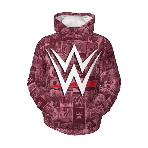 W-W-E Hoodies for Boys Girls, Novelty Hooded Sweatshirt with Pocket, Kids Unisex 3D Print Pullover Hoodies, 7-20 Year