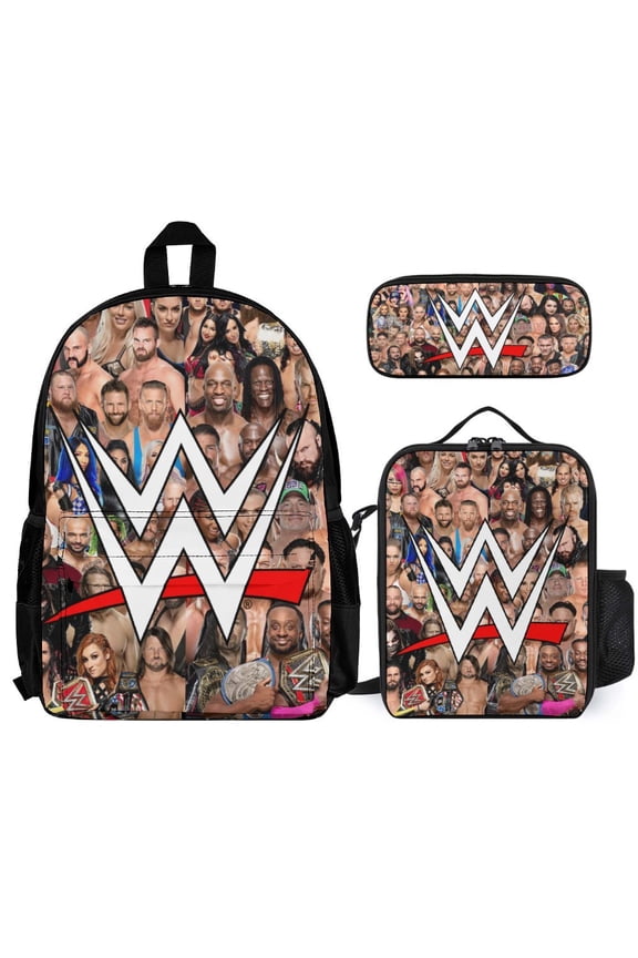 W-W-ES 3 Pcs Backpack Set With Lunch Bag And Pencil Case Casual Bookbag Lunch Box Pencil Box