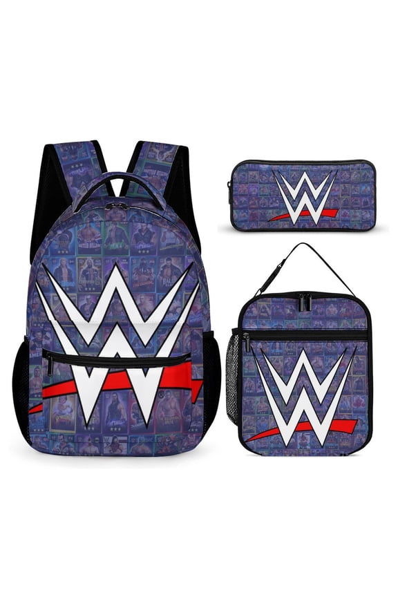 W-W-ES 3 Pcs Backpack Set With Lunch Bag And Pencil Case Casual Bookbag Lunch Box Pencil Box