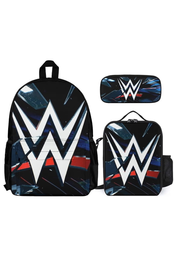 W-W-ES 3 Pcs Backpack Set With Lunch Bag And Pencil Case Casual Bookbag Lunch Box Pencil Box