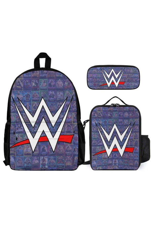 W-W-ES 3 Pcs Backpack Set With Lunch Bag And Pencil Case Casual Bookbag Lunch Box Pencil Box