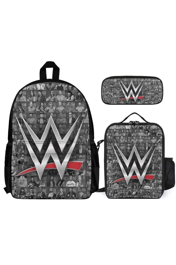 W-W-ES 3 Pcs Backpack Set With Lunch Bag And Pencil Case Casual Bookbag Lunch Box Pencil Box