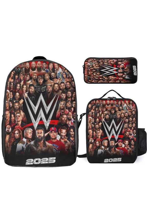 W-W-ES 3 Pcs Backpack Set With Lunch Bag And Pencil Case Casual Bookbag Lunch Box Pencil Box