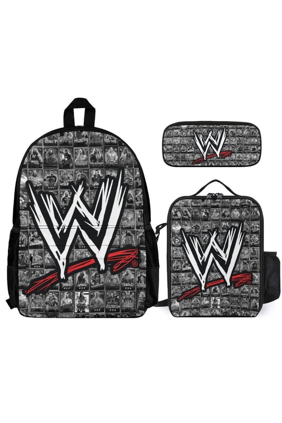 W-W-ES 3 Pcs Backpack Set With Lunch Bag And Pencil Case Casual Bookbag Lunch Box Pencil Box