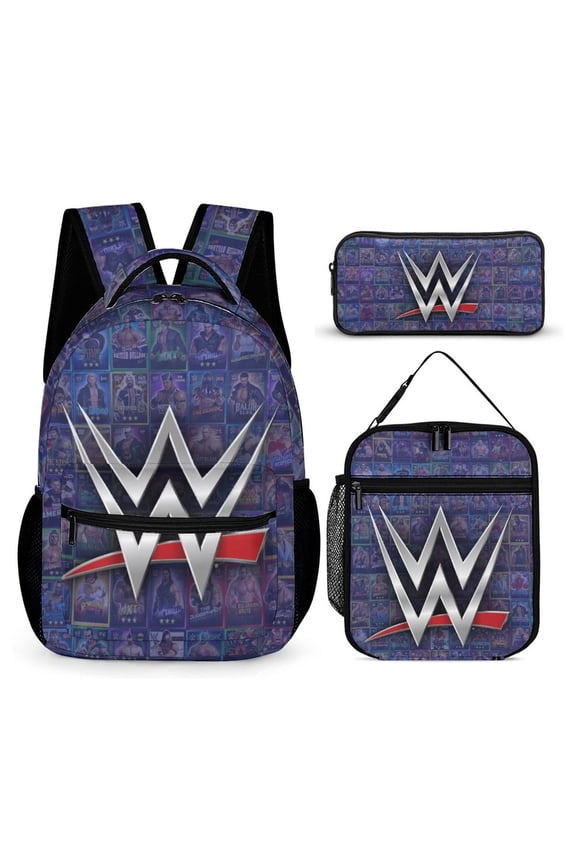 W-W-ES 3 Pcs Backpack Set With Lunch Bag And Pencil Case Casual Bookbag Lunch Box Pencil Box