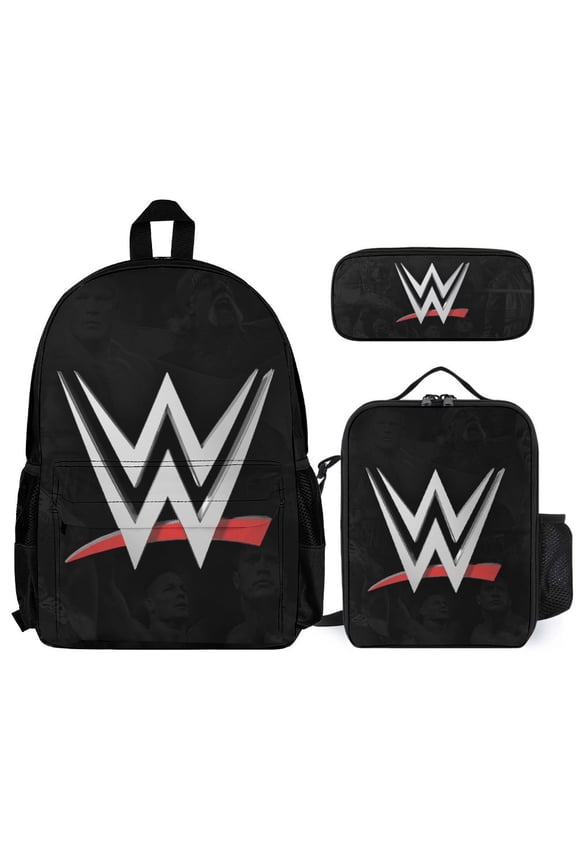 W-W-ES 3 Pcs Backpack Set With Lunch Bag And Pencil Case Casual Bookbag Lunch Box Pencil Box