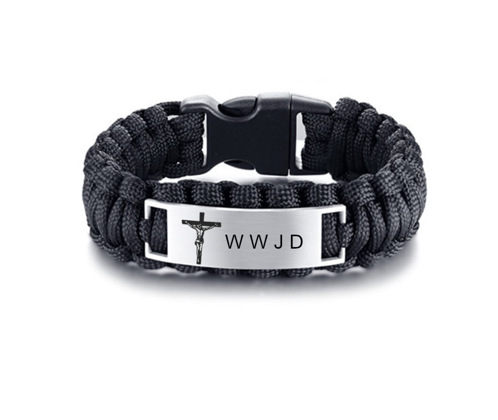 WUSUANED WWJD Cross Cuff Bracelet – Stainless Steel Religious Bangle For First Communion, Baptism & Gifts
