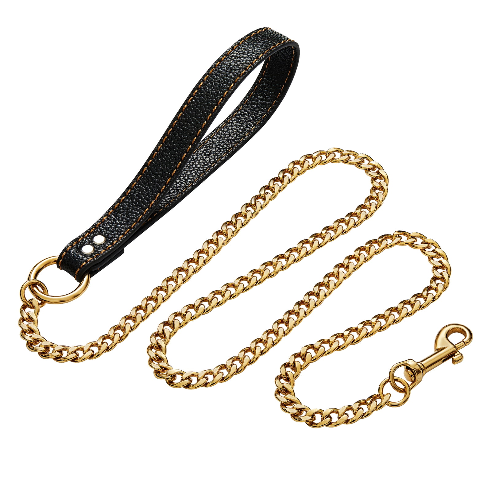 W/W Lifetime 3ft Indestructible Strong Chew-Proof Metal Stainless Steel Gold Training Walking Dog Leash