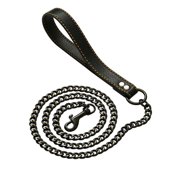 W/W Lifetime 3ft Strong Chew-Proof Metal Steel Black Training Walking Dog Leash Pet Door