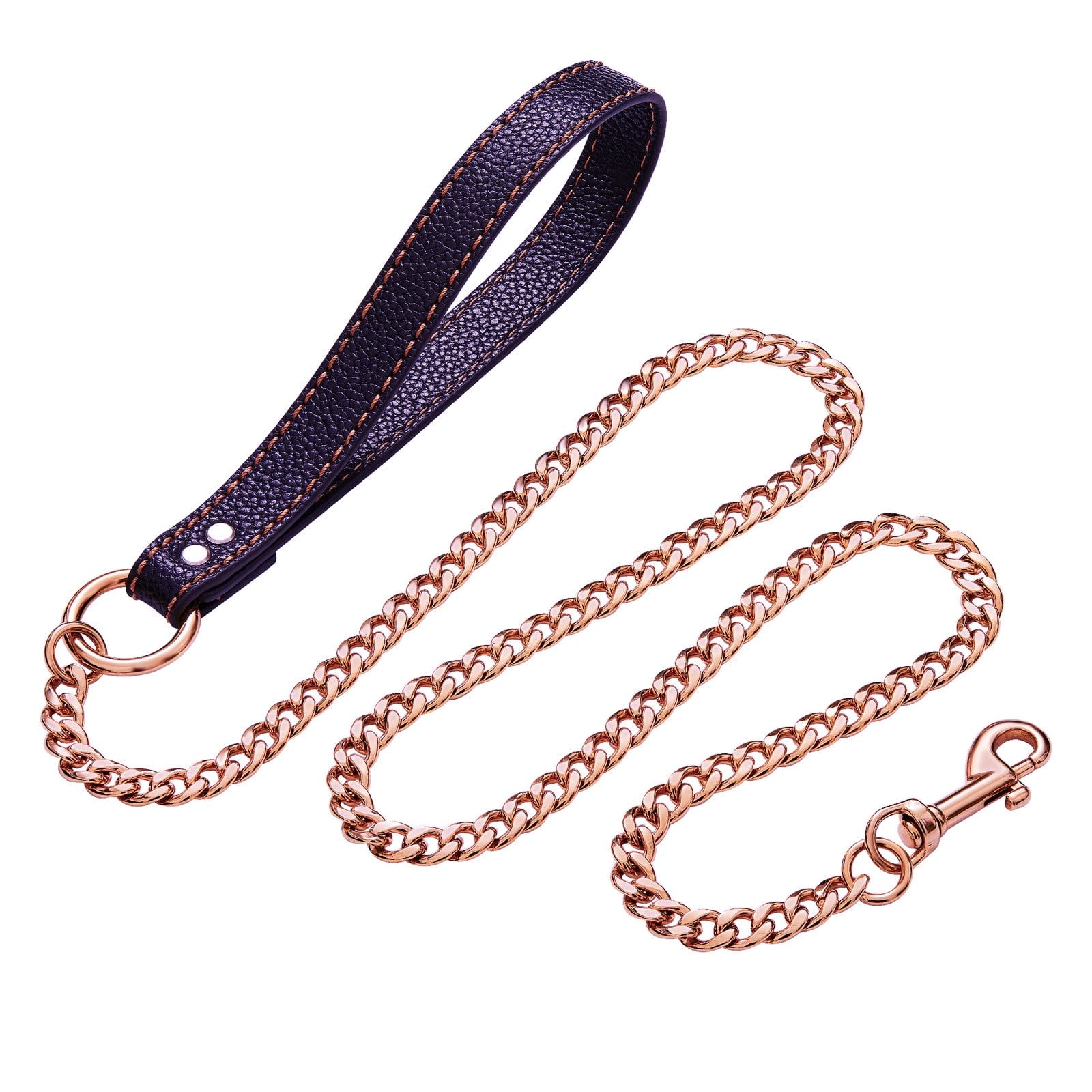 W/W Lifetime 3ft Strong Chew-Proof Metal Steel Rose Gold Training Walking Dog Leash