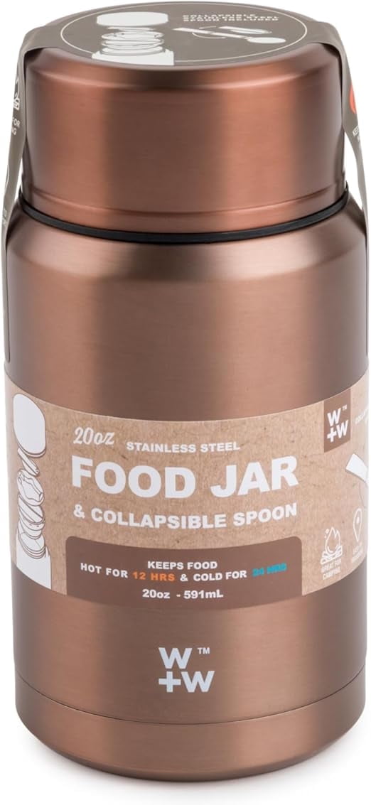 W + W Stainless Steel Double-Wall Insulated Food Jar and Collapsable ...