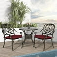 thumbnail image 1 of W WARMHOL 3-Piece Outdoor Patio Dining Set, All-Weather Cast Aluminum Patio Furniture Set for Backyard Garden Deck with 2 Cushioned Chairs and 31” Round Table, 2" Umbrella Hole, Chili Red, 1 of 7