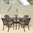 thumbnail image 1 of W WARMHOL 5-Piece Outdoor Patio Dining Set, All-Weather Cast Aluminum Patio Furniture Set for Backyard Garden Deck with 4 Chairs, 4 Cushions and 38.5" Round Table, 2" Umbrella Hole, 1 of 7