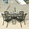 thumbnail image 1 of W WARMHOL 5-Piece Outdoor Patio Dining Set, All-Weather Cast Aluminum Patio Furniture Set for Backyard Garden Deck with 4 Chairs and 35.4” Round Table, 2.2" Umbrella Hole, 1 of 7