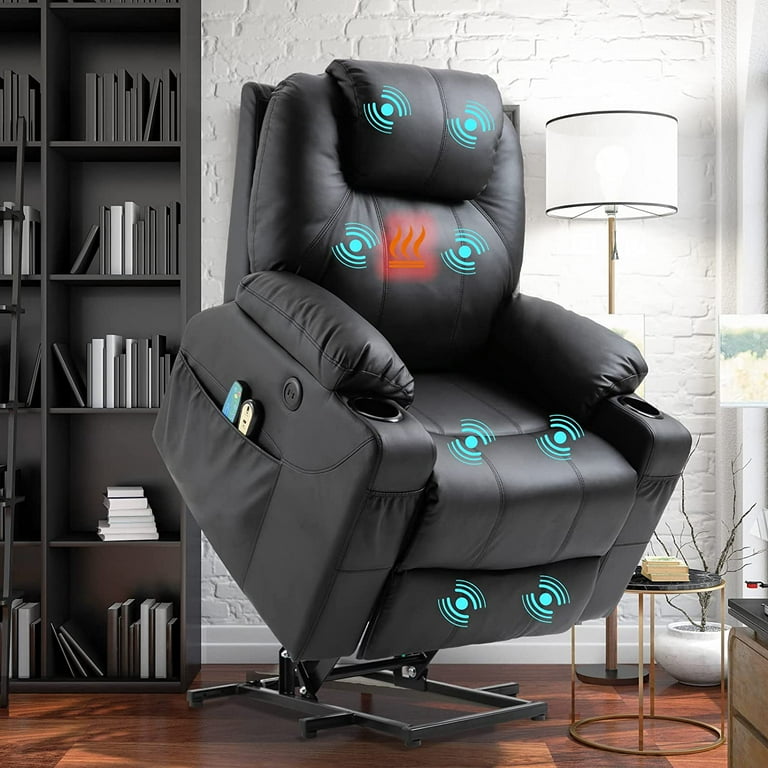 W WARMHOL Electric Power Lift Recliner Chair with Heat and Massage Lift Recliner for Elderly Single Sofa recliners for Living Room with Cup Holders