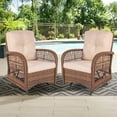thumbnail image 1 of W WARMHOL Outdoor Rattan Swing Glider Chairs, Patio Bistro Set of 2 Chairs with Thickened Cushions, All-Weather Furniture Wicker Conversation Rocking Glider Sets for Patio Balcony & Garden, 1 of 7