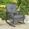thumbnail image 1 of W WARMHOL Outdoor Wicker Rocking Chair with Thickened Cushions, Garden & Backyard, Gray, 1 of 7