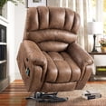 thumbnail image 1 of W WARMHOL Stainless Steel Bronzing Suede Fabric Living Room Convenient Charger Adjustable Tilting Eletric Lift Chair Brown, 1 of 7