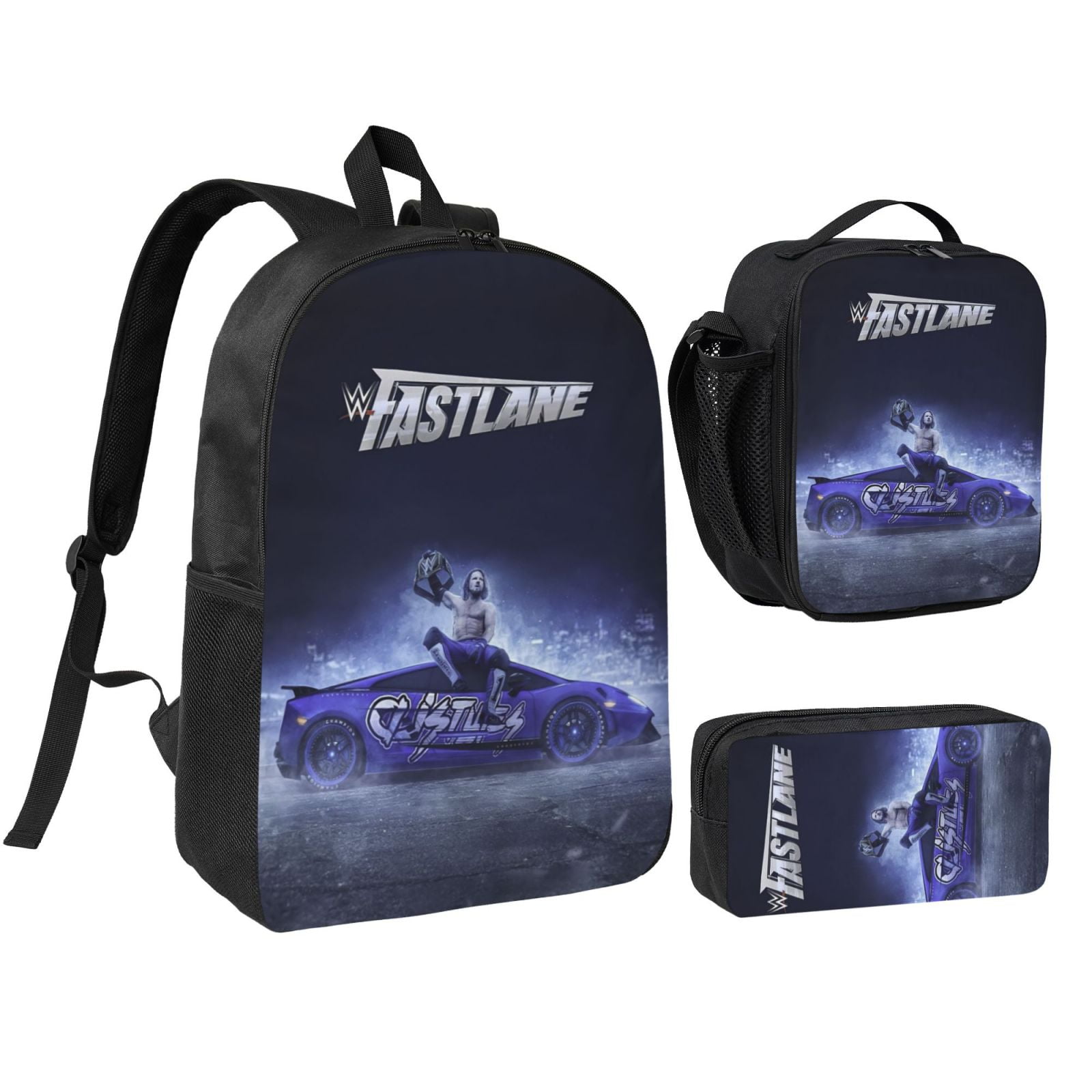 W-We Aj Styles 3pcs Backpack Set With Lunch Bag And Pencil Case, Lightweight Laptop Backpack, Large Capacity Shoulders Daypack, Durable Daily Travel Set For Work, Commute, Outdoor Use