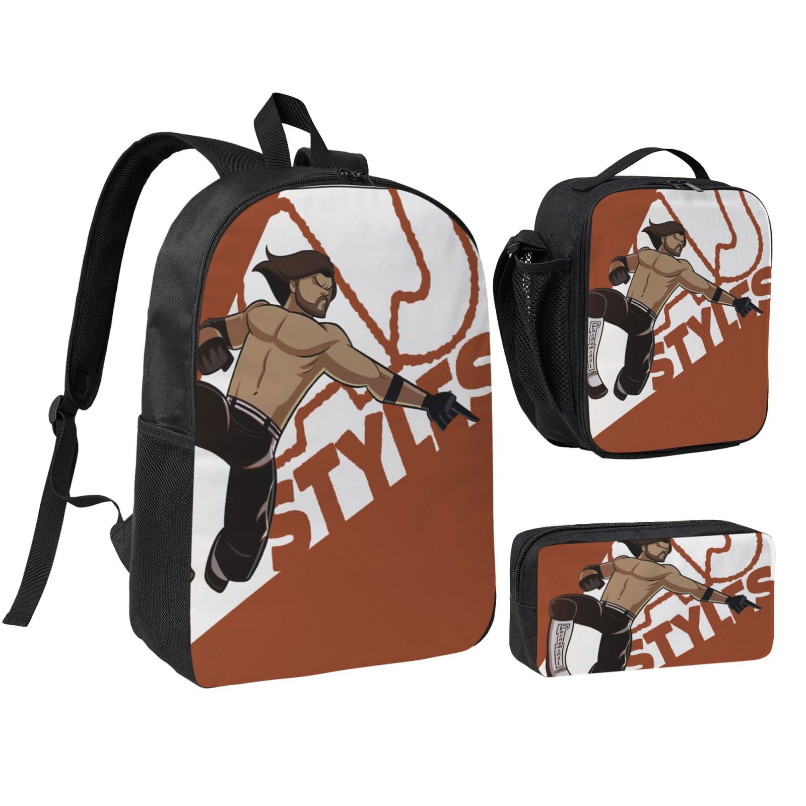 W-We Aj Styles 3pcs Backpack Set With Lunch Bag And Pencil Case, Lightweight Laptop Backpack, Large Capacity Shoulders Daypack, Durable Daily Travel Set For Work, Commute, Outdoor Use
