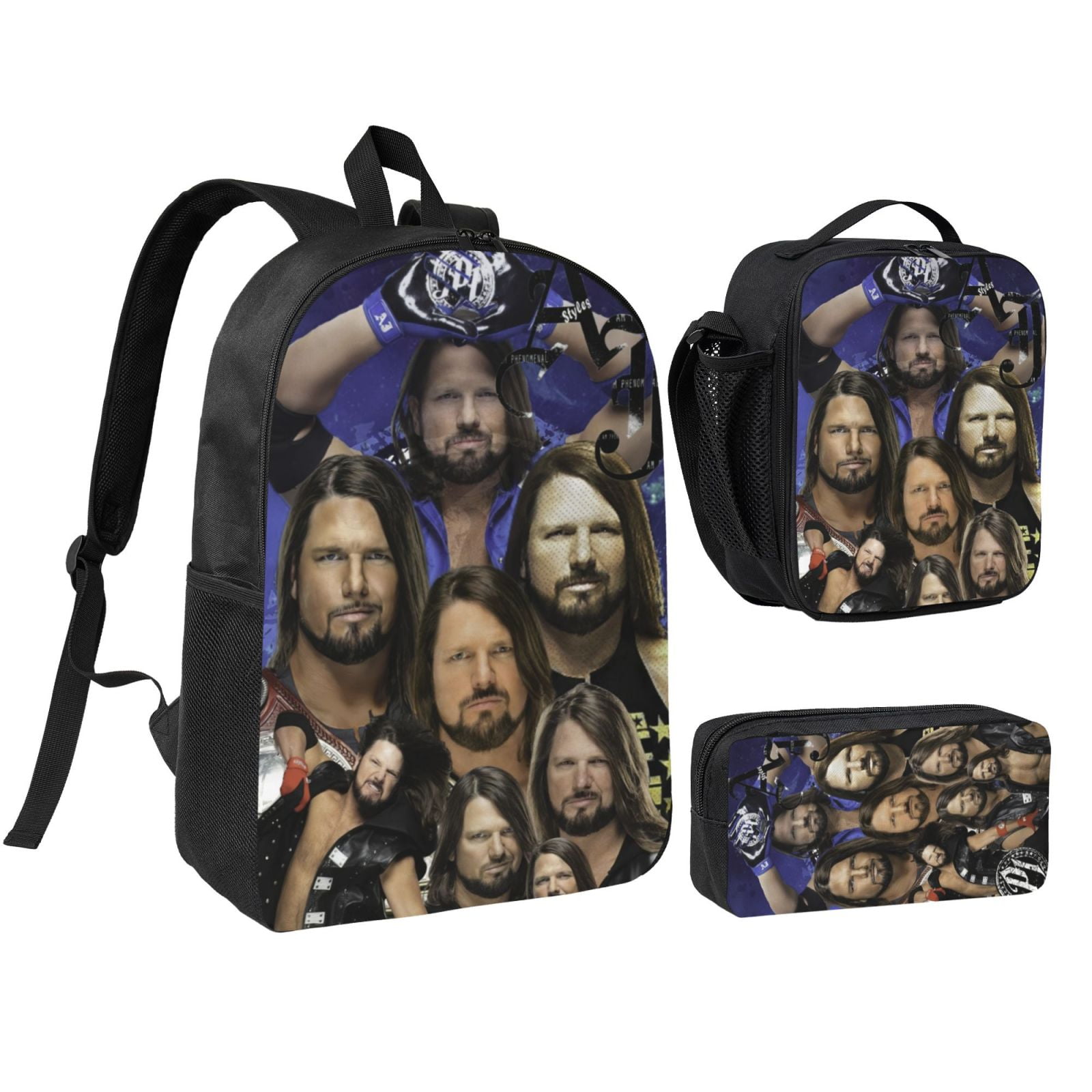 W-We Aj Styles 3pcs Backpack Set With Lunch Bag And Pencil Case, Lightweight Laptop Backpack, Large Capacity Shoulders Daypack, Durable Daily Travel Set For Work, Commute, Outdoor Use