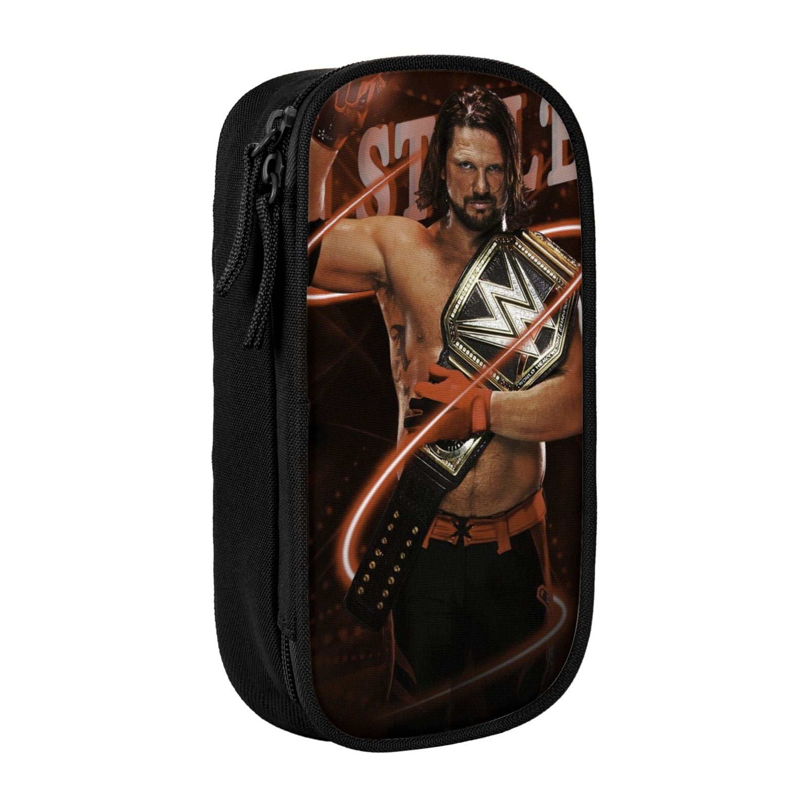 W-We Aj Styles Pencil Case With Dual Zipper Compartments, Multifunctional Storage Organizer With Inner Pockets And Pen Slots, Compact Pencil Pouch For Travel, Office, Daily Use