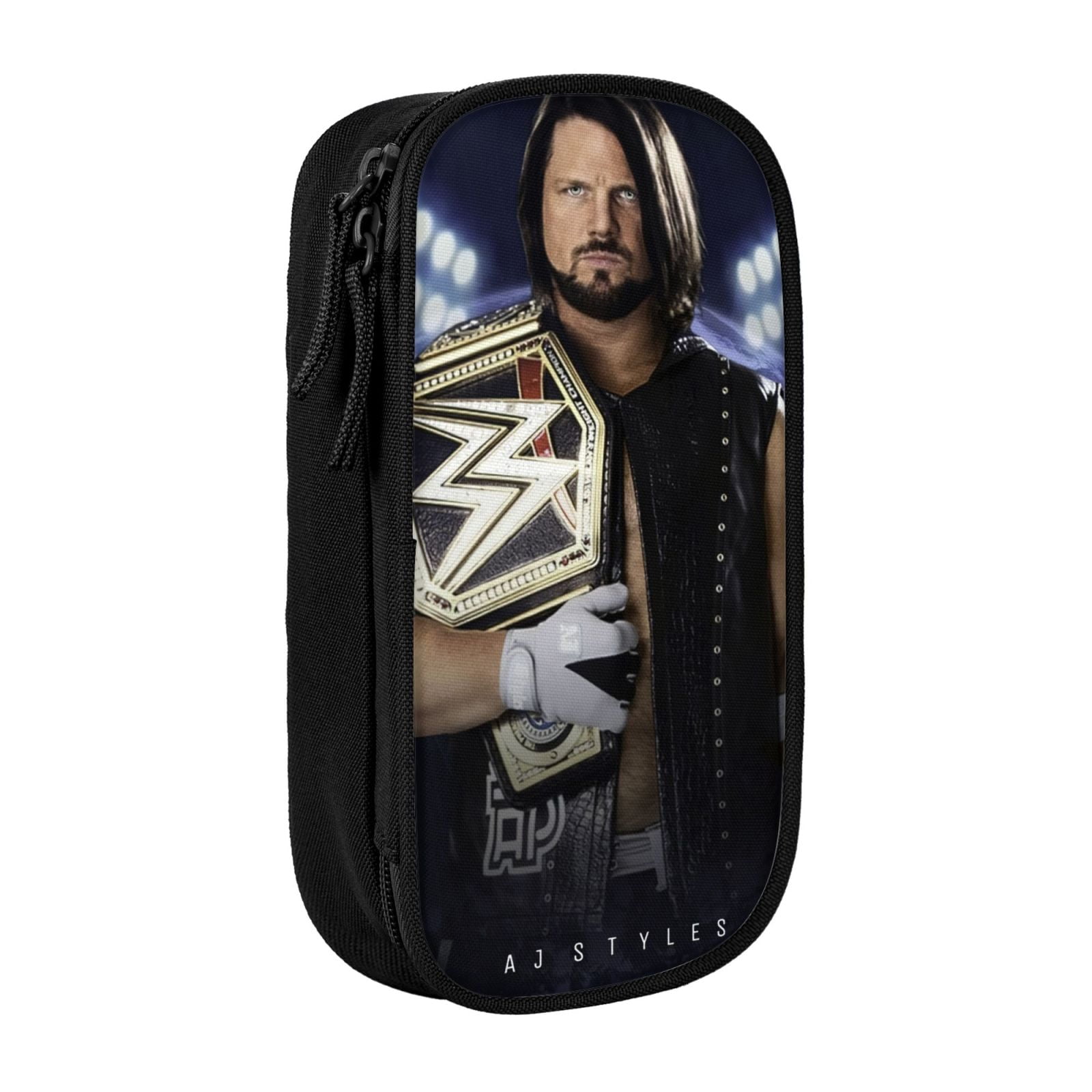 W-We Aj Styles Pencil Case With Dual Zipper Compartments, Multifunctional Storage Organizer With Inner Pockets And Pen Slots, Compact Pencil Pouch For Travel, Office, Daily Use