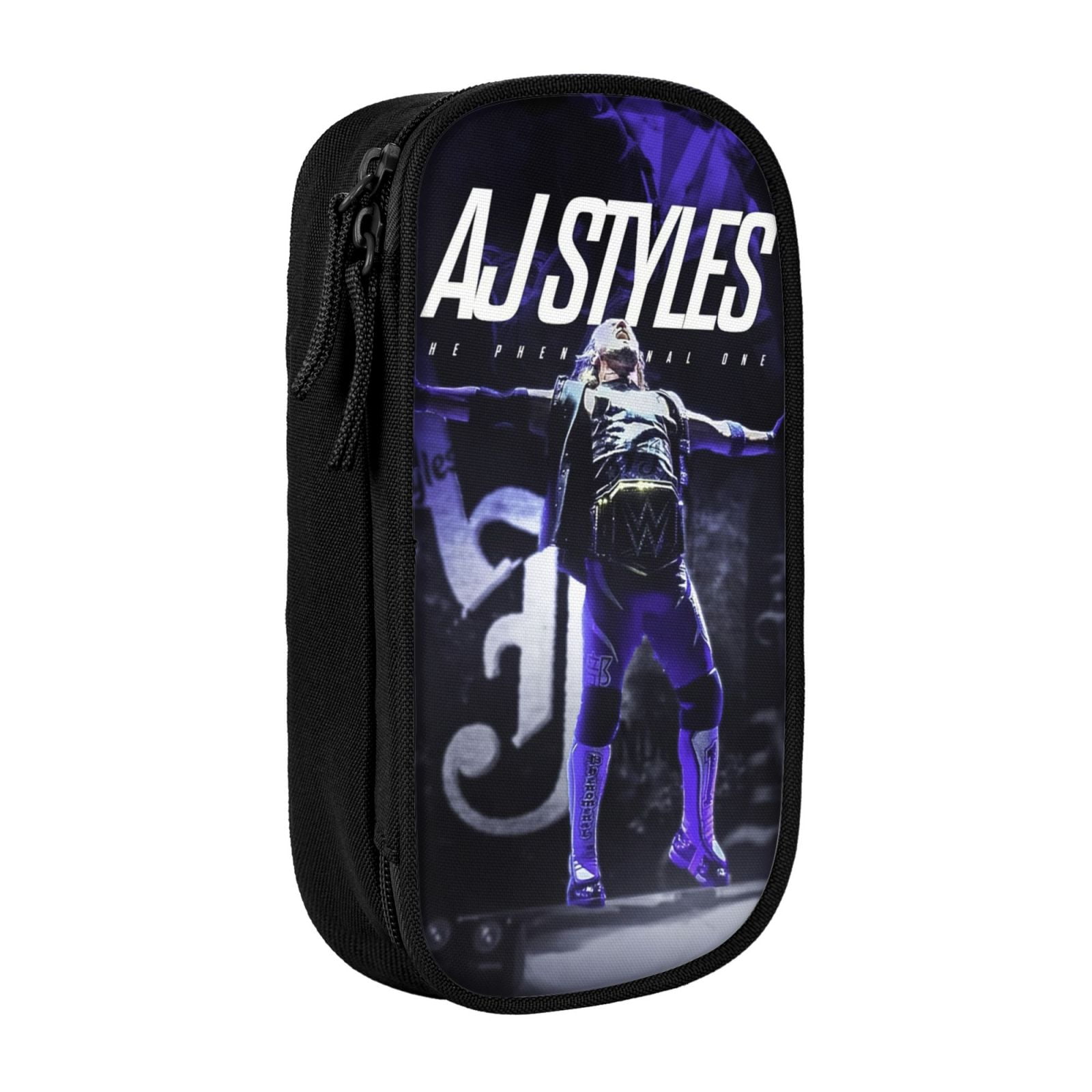 W-We Aj Styles Pencil Case With Dual Zipper Compartments, Multifunctional Storage Organizer With Inner Pockets And Pen Slots, Compact Pencil Pouch For Travel, Office, Daily Use