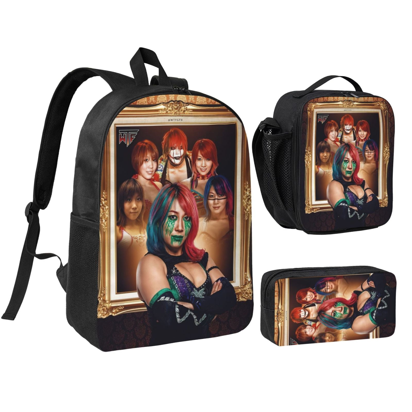 W-We Asuka 3pcs Backpack Set With Lunch Bag And Pencil Case, Lightweight Laptop Backpack, Large Capacity Shoulders Daypack, Durable Daily Travel Set For Work, Commute, Outdoor Use