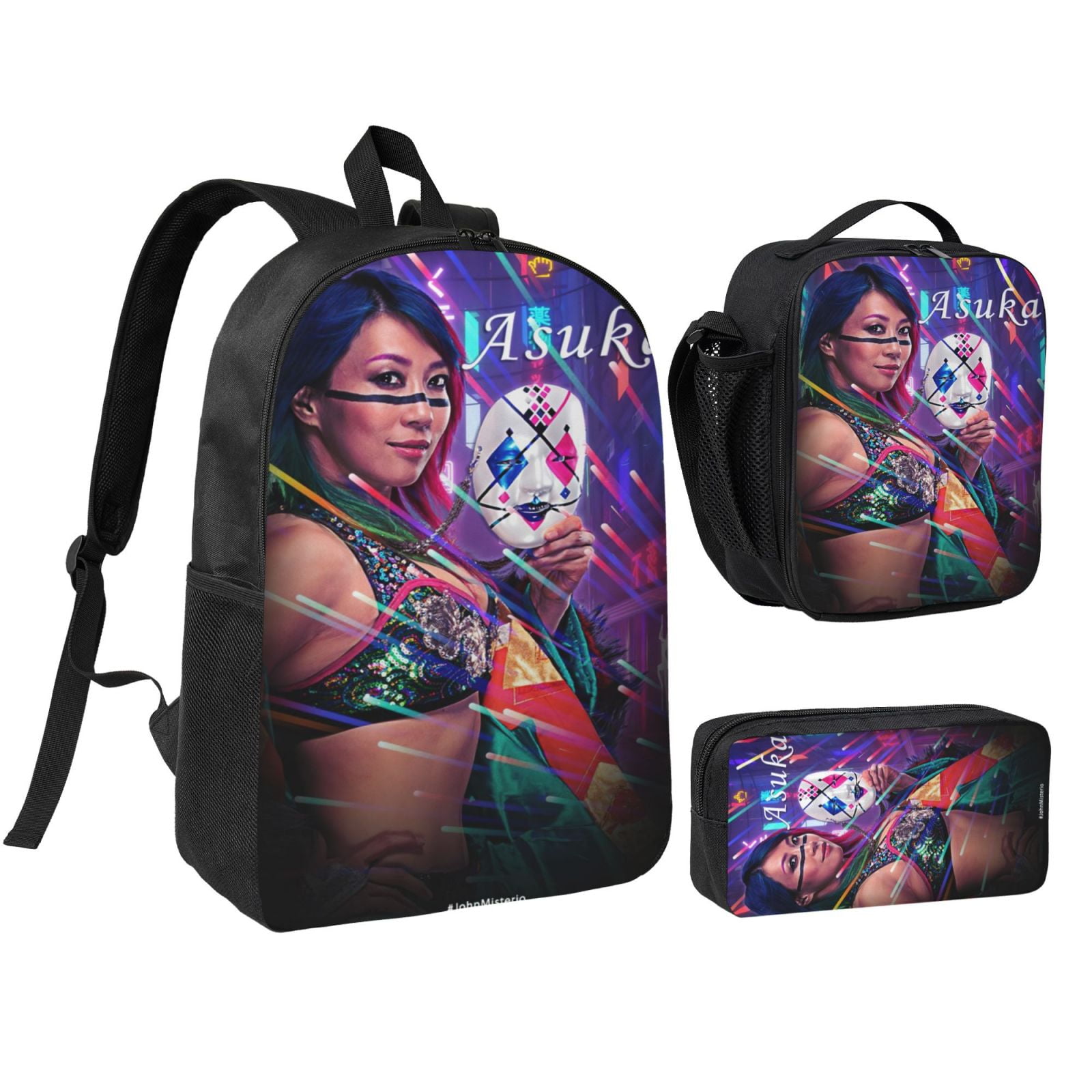 W-We Asuka 3pcs Backpack Set With Lunch Bag And Pencil Case, Lightweight Laptop Backpack, Large Capacity Shoulders Daypack, Durable Daily Travel Set For Work, Commute, Outdoor Use