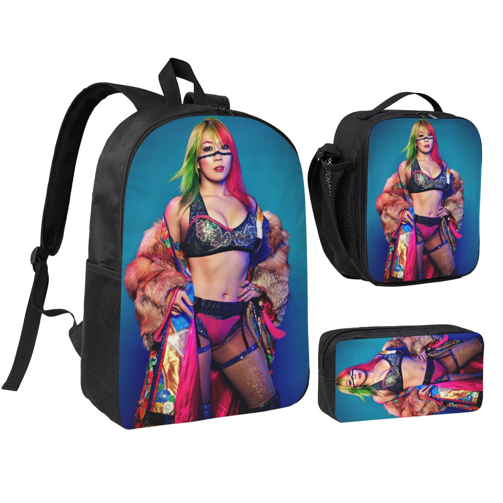 W-We Asuka 3pcs Backpack Set With Lunch Bag And Pencil Case, Lightweight Laptop Backpack, Large Capacity Shoulders Daypack, Durable Daily Travel Set For Work, Commute, Outdoor Use