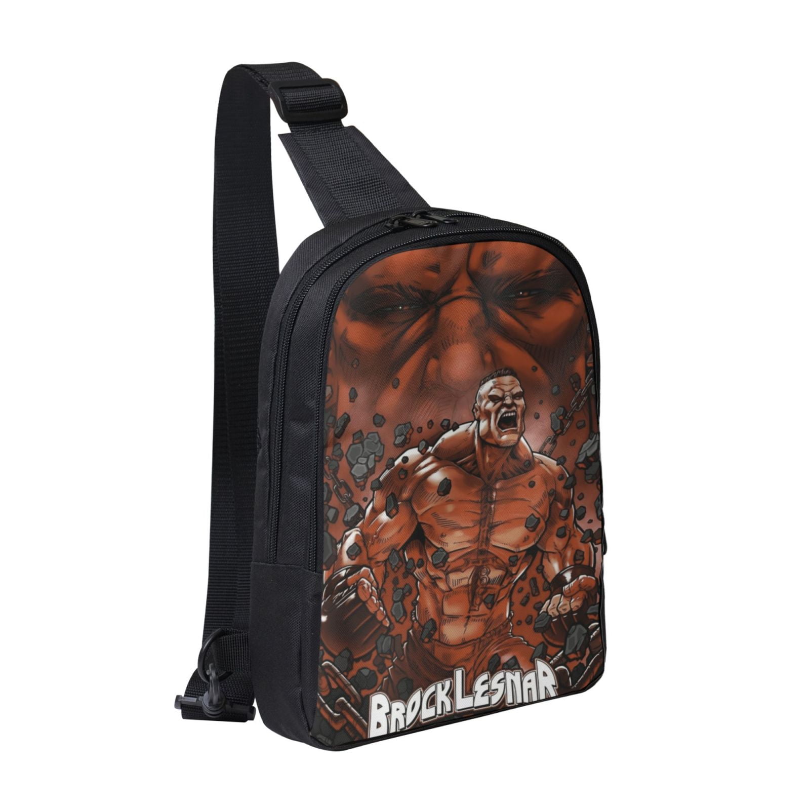 W-We Brock Lesnar Crossbody Sling Bag With Dual Zipper Compartments, Hiking Daypack Shoulder Bag, Water-Resistant Chest Bag Lightweight Small Bag For Daily Use, Travel, Running, Sports