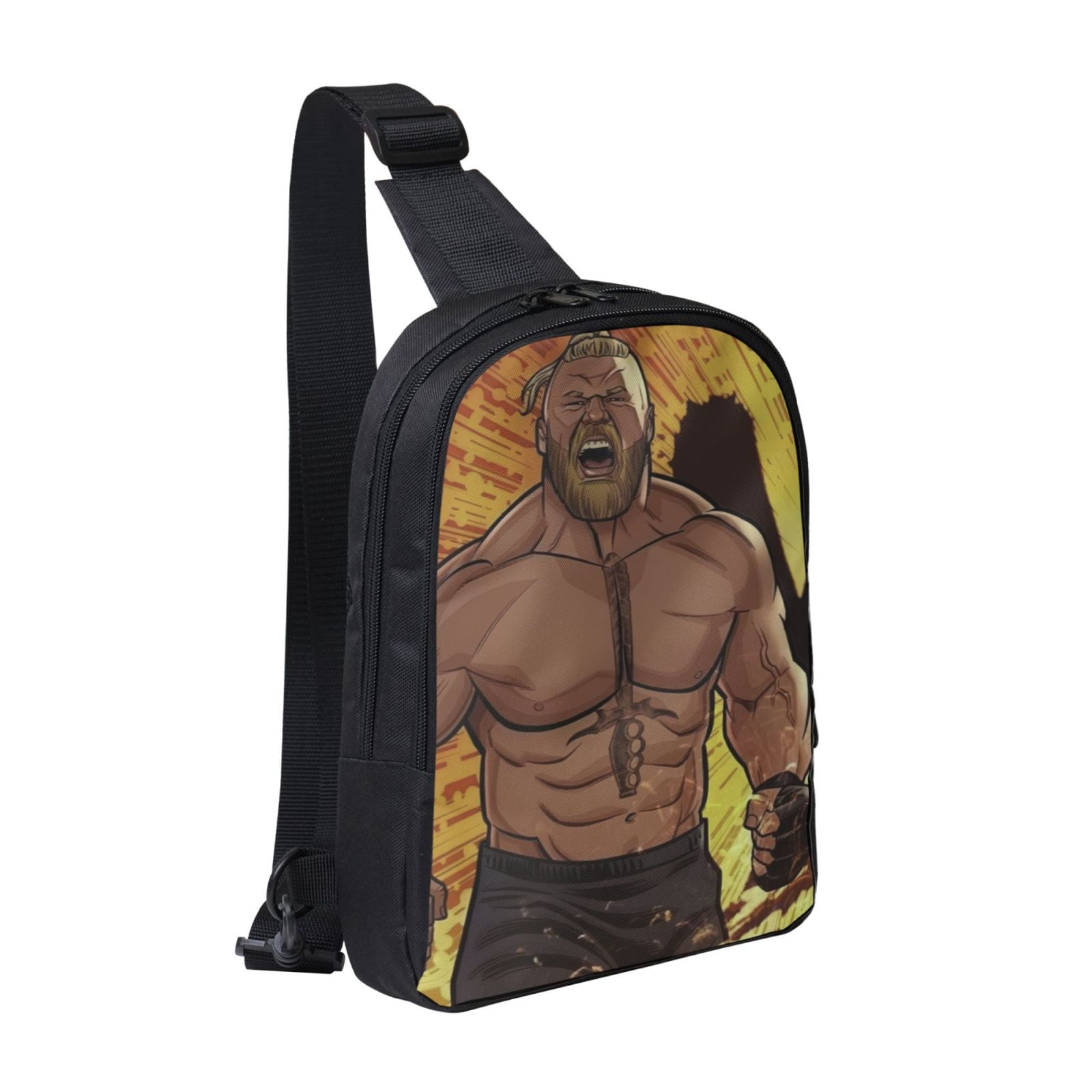 W-We Brock Lesnar Crossbody Sling Bag With Dual Zipper Compartments, Hiking Daypack Shoulder Bag, Water-Resistant Chest Bag Lightweight Small Bag For Daily Use, Travel, Running, Sports