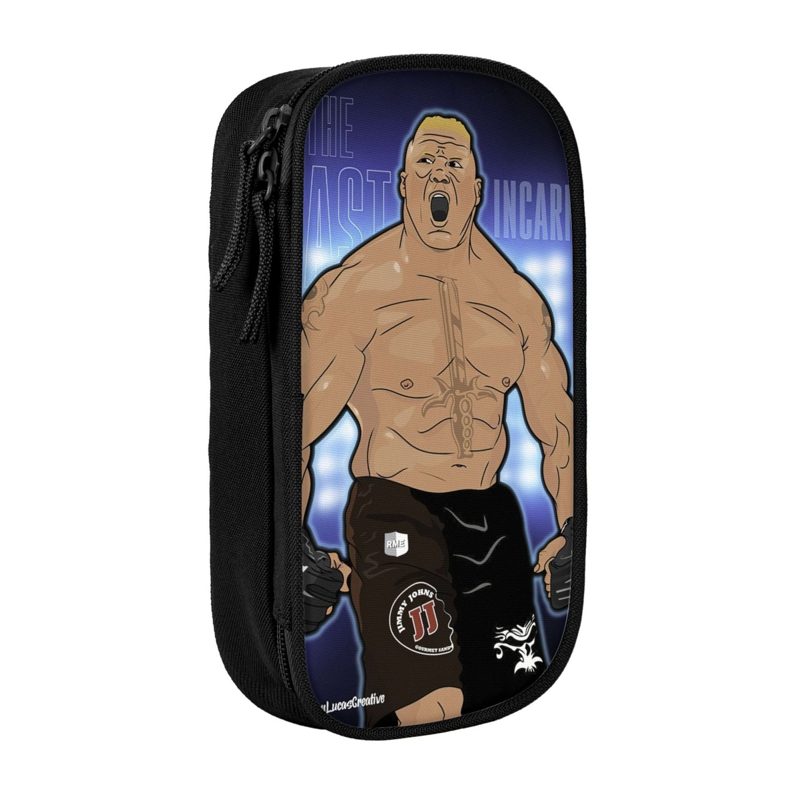 W-We Brock Lesnar Pencil Case With Dual Zipper Compartments, Multifunctional Storage Organizer With Inner Pockets And Pen Slots, Compact Pencil Pouch For Travel, Office, Daily Use