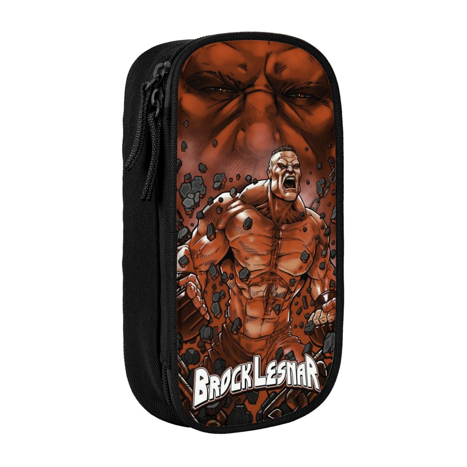 W-We Brock Lesnar Pencil Case With Dual Zipper Compartments, Multifunctional Storage Organizer With Inner Pockets And Pen Slots, Compact Pencil Pouch For Travel, Office, Daily Use