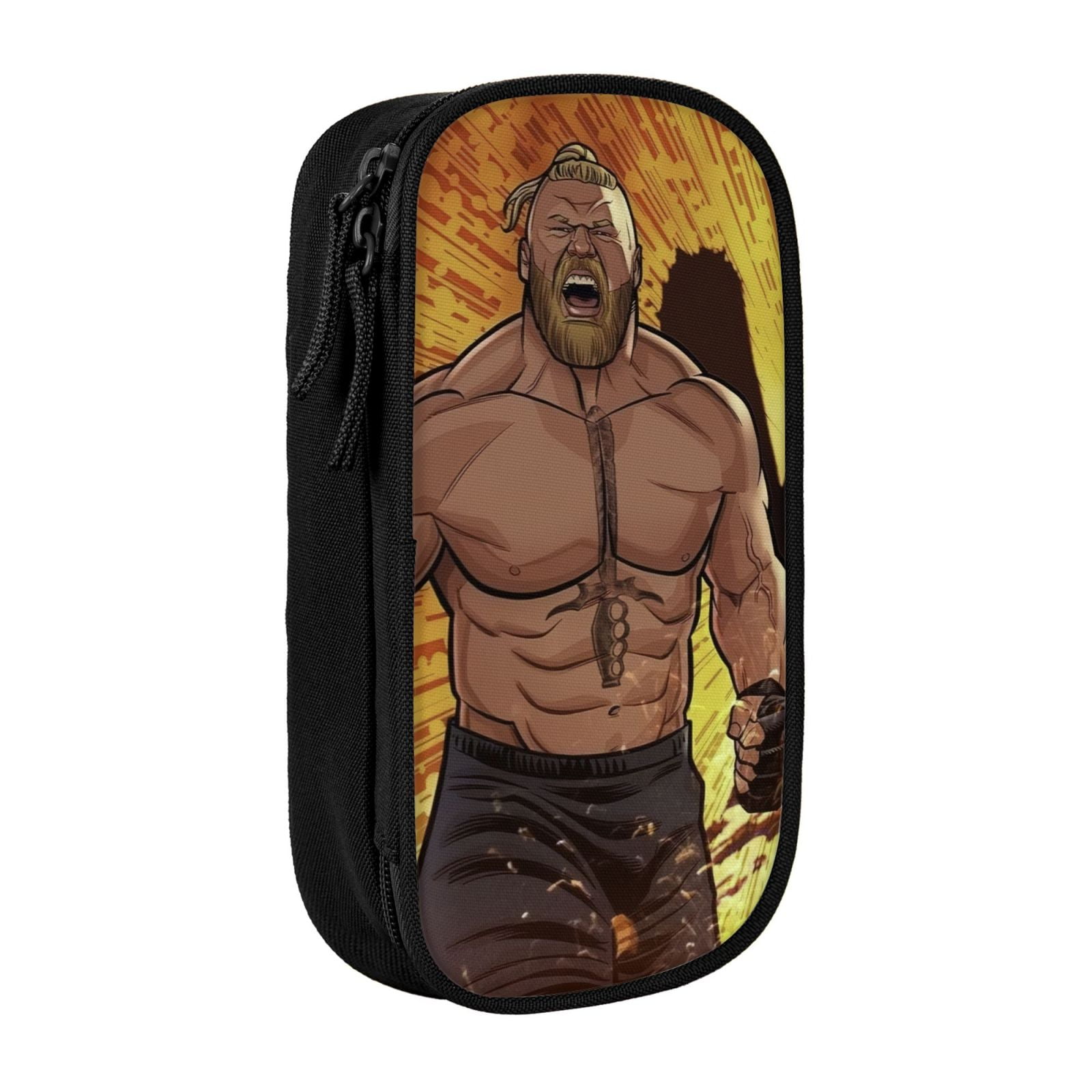 W-We Brock Lesnar Pencil Case With Dual Zipper Compartments, Multifunctional Storage Organizer With Inner Pockets And Pen Slots, Compact Pencil Pouch For Travel, Office, Daily Use