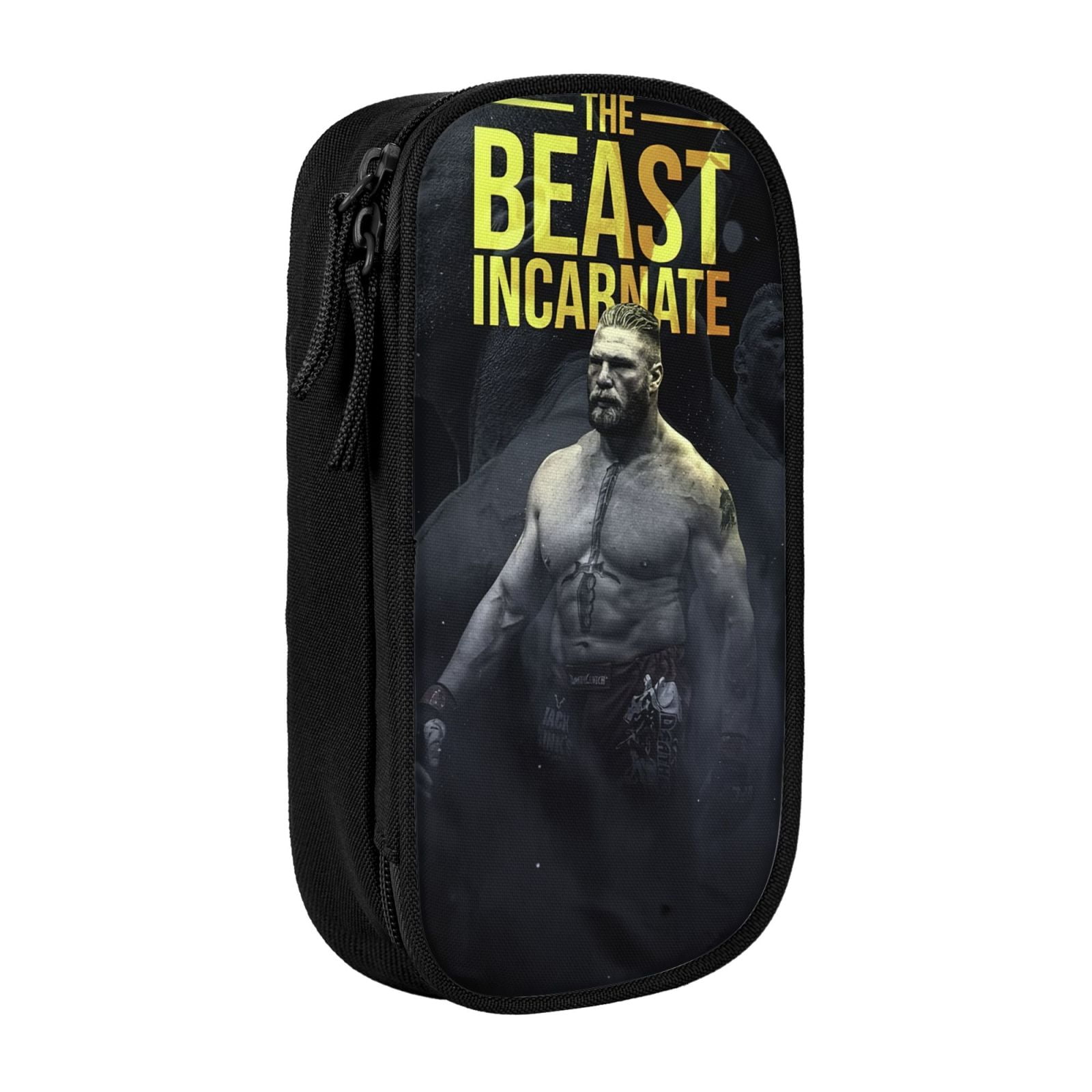 W-We Brock Lesnar Pencil Case With Dual Zipper Compartments, Multifunctional Storage Organizer With Inner Pockets And Pen Slots, Compact Pencil Pouch For Travel, Office, Daily Use