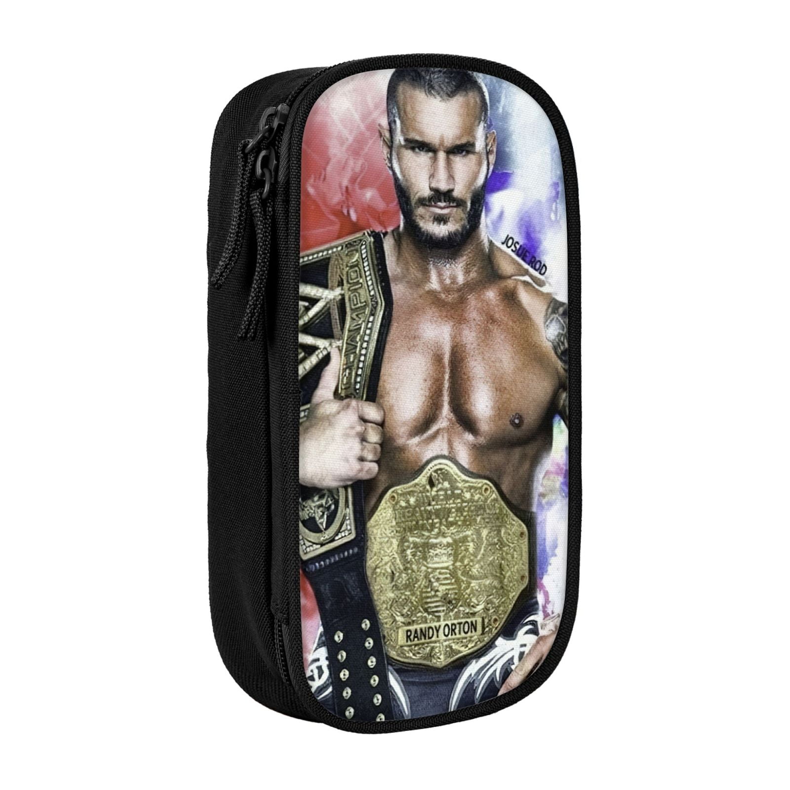 W-We Randy Orton Pencil Case With Dual Zipper Compartments, Multifunctional Storage Organizer With Inner Pockets And Pen Slots, Compact Pencil Pouch For Travel, Office, Daily Use