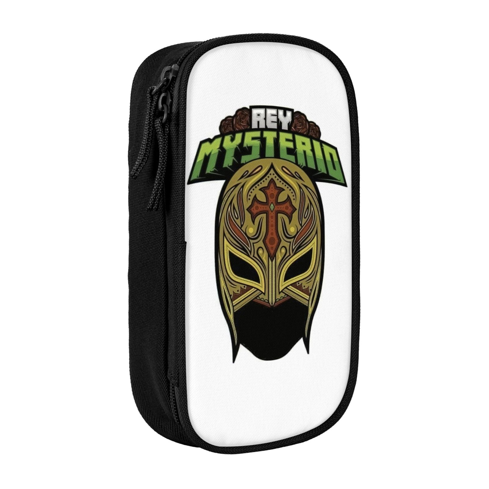 W-We Rey Mysterio Pencil Case With Dual Zipper Compartments, Multifunctional Storage Organizer With Inner Pockets And Pen Slots, Compact Pencil Pouch For Travel, Office, Daily Use
